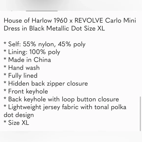 House of Harlow 1960 x REVOLVE Black Metallic Dot Carlo Mini Dress XL - Picture 2 of 10